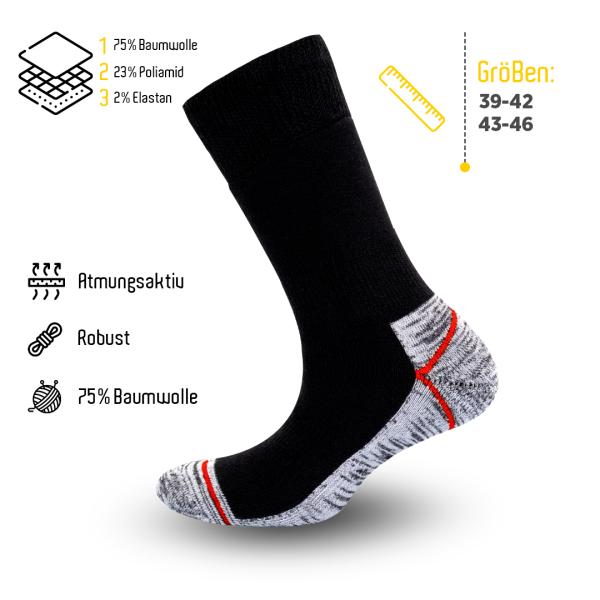 Metrium Herren Arbeitssocken lang Work Socken langlebig Socken 10 Paar